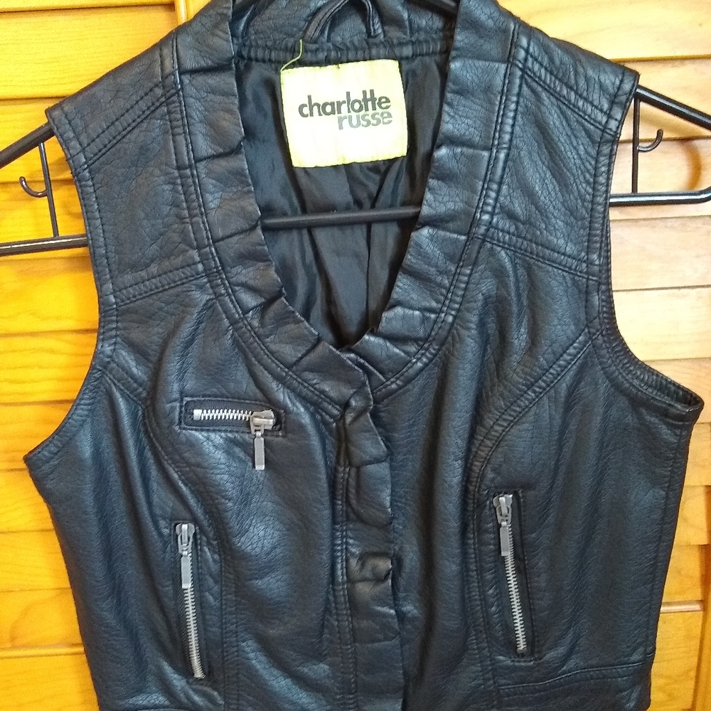 Black pleather vest